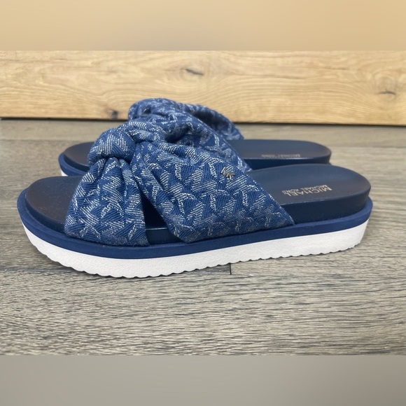 Michael Kors Womens Josie Knit Slip on Slide Sandals Blue 6 Medium (B M) - Picture 4 of 12